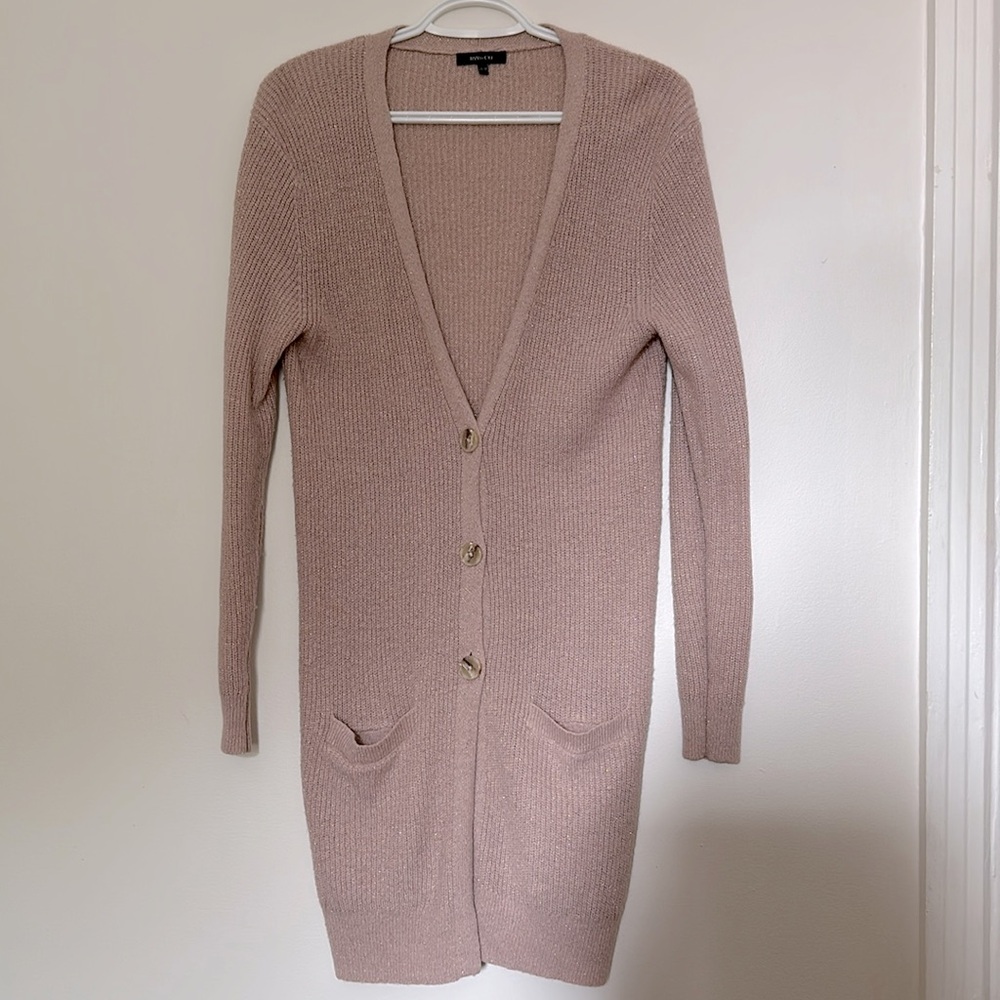 RW&CO Long Blush Cardigan with golden shiny tones